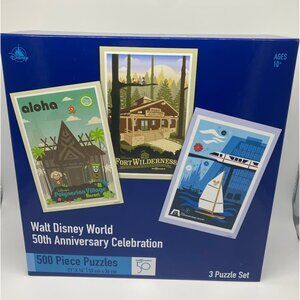 Disney World 50th Anniversary Celebration 3 x 500 Pieces Puzzle NEW A1S9b26